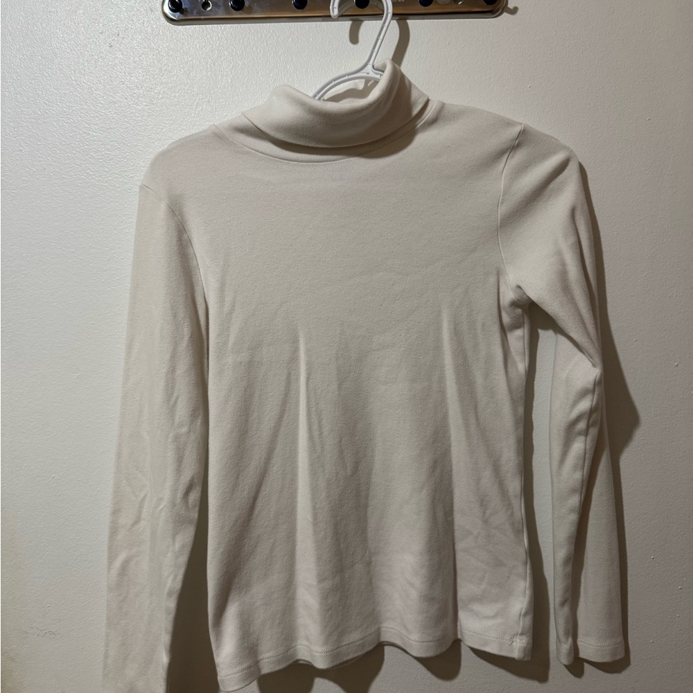White Turtleneck Long Sleeve Top